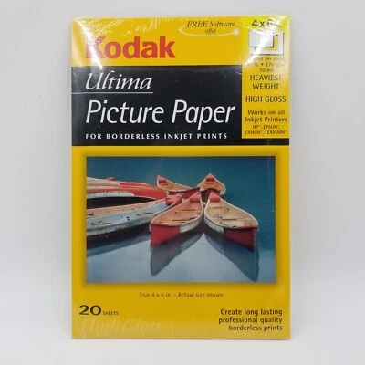 Papel fotográfico Kodak Ultima satinado 4”x6” 20 hojas impresoras de inyección de tinta selladas  Foto 1 de 4
