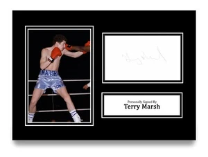 Foto autógrafa firmada por Terry Marsh A4 boxeo peso welter exhibición de regalo + certificado de autenticidad - Imagen 1 de 5