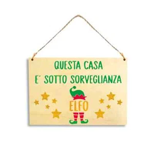 Targa in legno Elfo di Babbo Natale - Foto 1 di 2