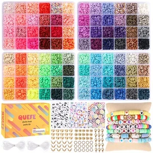 9600pcs Clay Beads for Bracelet Making Kit, 96 Colors Polymer Heishi Beads with - Picture 1 of 6