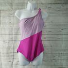 Old Navy Womens One Piece Swimsuit Sz Large Pink One Shoulder Color Block