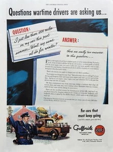 Aceite de motor Gulfpride Gulf 1943 anuncio de colección buzos de guerra nos preguntan - Imagen 1 de 1
