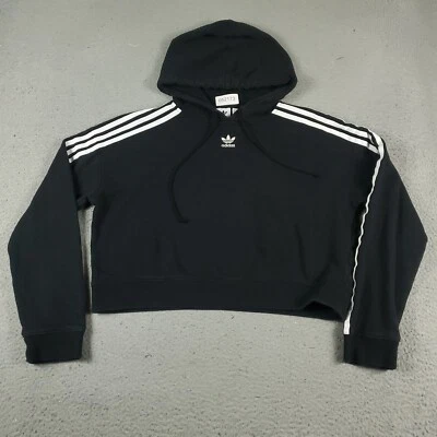 Adidas Sweater Womens Small Black Crop Top Pullover Hoodie Sweatshirt Ladies - Image 1 of 4