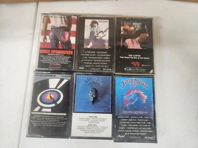 Lot 6 70s 80s Rock Cassette Tapes Eagles Clapton Squier Springsteen Steve Miller - Image 1 of 2