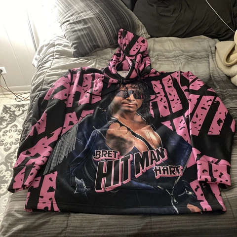 BRET HITMAN HART XL HOODIE Chalk LIne WWE WWF Sweatshirt Hoodie Cover