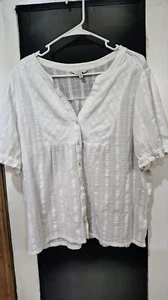 womans Lucky Brand white blouse size Large - Picture 1 of 5