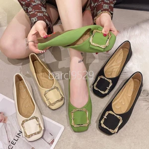 Womens Ballet Dolly Pumps Ladies Flat Solid Slip On Loafers Suede Shoes Size New - Picture 1 of 37