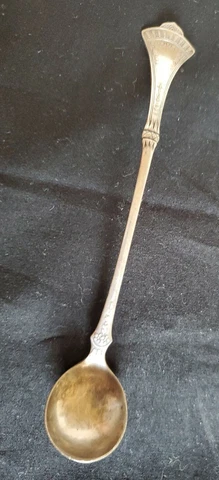 Antique Vntg Mustard Mayonaise Ladle Spoon Dipper Coin? Sterling? Tassels Cover
