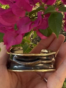 Vintage Signed RAL Rolf Andrea Ludden Modernist Brass & Copper Bracelet Cuff - Picture 1 of 7
