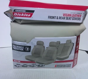 Dickies Vegan Leather Peterson Tan Front & Rear Seat Covers Car SUV Crossover - Picture 1 of 5