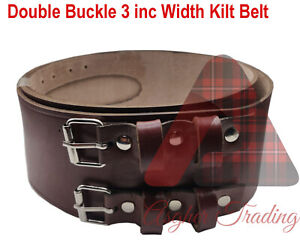 Kilt Belt Double Buckle, Extra Storage Straps Highland Traditional Belt 3' Width
