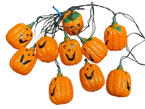 Vintage Halloween Pumpkin Jack O Lantern Blow Mold String Lights 10 - Bild 1 von 6