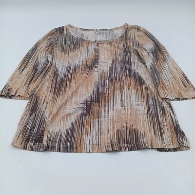 Camiseta Relativity Top Mujer Mediana Multicolor Rayas Botón Foto 1 de 4