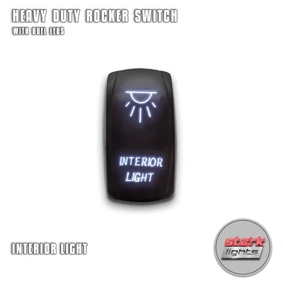 WHITE Laser Etched LED Rocker Switch Dual Light 20A 12V ON OFF - INTERIOR LIGHTS - Image 1 of 4