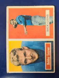 Tarjeta de fútbol americano Topps #32 1957 de Bobby Layne Lions bajo grado G/F/P - Imagen 1 de 2