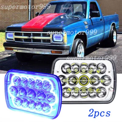 Pair 7X6" LED Headlights Blue DRL Hi/Lo fit GMC S15 Sonoma 1982-93 Chevy S10 DOT - Image 1 of 4