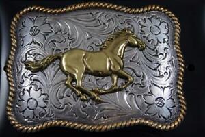 Nocona Western Running Horse Roped Edge Belt Buckle  3757452