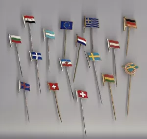Vintage Emaille FLAGGE Stick Pin Abzeichen & Broschen Country National - Bild 1 von 136