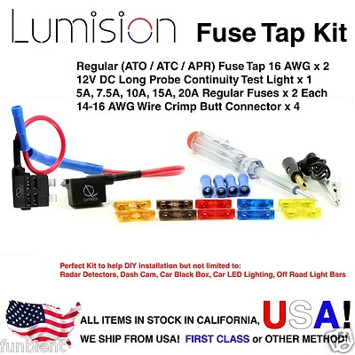 Add-a-circuit Regular ATO ATC APR Fuse Tap Kit Car Boat Tester Dash cma Pack - Image 1 of 4
