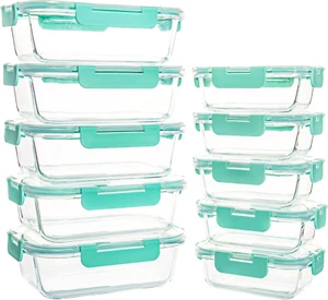 10 Pack Glass Storage Containers for Food, Airtight Meal Prep Containers with Li - Picture 1 of 12