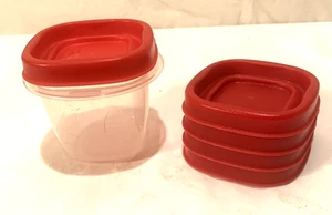 Rubbermaid #7J53 - Contenedor CUBO DE ALMACENAMIENTO de 4 oz con 4 tapas adicionales fáciles de encontrar rojas - Imagen 1 de 3