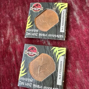 Tetley 1997 Lost World Jurassic Park No.5 no.8 Parasaurolophus Coin pteranodon - Bild 1 von 4