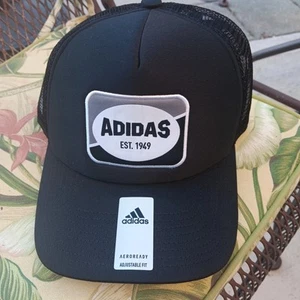 ADIDAS Aeroready Adjustablt Fit Trucker Hat Cap Black/Grey NWT - Picture 1 of 3