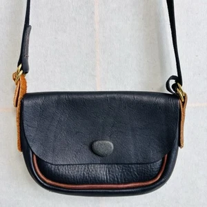 Handcrafted Black Leather Cross Body Purse Pouch By Ted Gilmer Empire MI - Picture 1 of 13