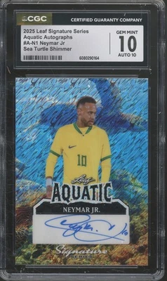 2025 Leaf Aquatic Sea Turtle Shimmer Neymar Jr. 1/1 Gem Mint CGC 10 10 Auto - Image 1 of 2