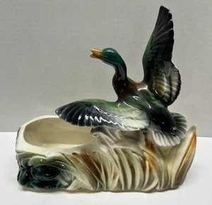 VTG Lane And Co Duck Mallard In Flight Ceramic Planter Vase Decor MCM Kitschy - Picture 1 of 10
