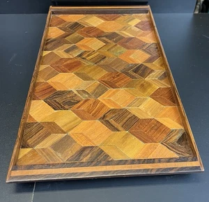 Vintage Tray Wooden Serving Tray Tan Brown - Picture 1 of 9