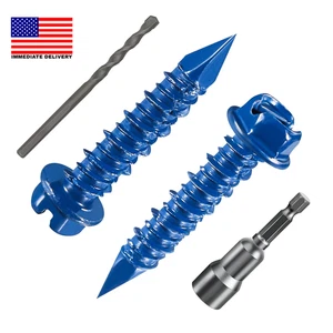 (30 Stück) 3/16 Zoll * 1-1/4 Zoll Schlitz Sechskant Betonschrauben Anker blau Sechskantkopf für - Bild 1 von 5