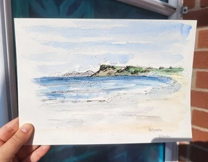 Ballycastle beach pen and watercolour painting. 7x10" . Signed original. - Picture 1 of 5