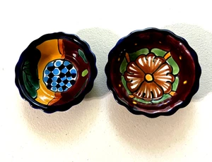 Talavera Mexican Pottery 4" Inch Bowls Ramekins Trinkets Dipping Sauces Set of 2 - Picture 1 of 8