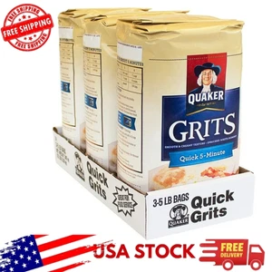 Quaker Instant White Hominy Grits - 5 lbs (3 pack) - Quick Cook Breakfast Cereal - Picture 1 of 5