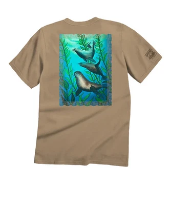Crazy Shirts Wyland® Sea Lions - Camiseta Kona Teñida de Café para Hombres Cuello Redondo S Nueva con Etiquetas Foto 1 de 4