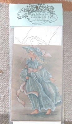 DELANE LANGE BAREFOOT VICTORIAN GIRL BLUE DRESS HAT PAINTING PATTERN 1982 146 - Image 1 of 4