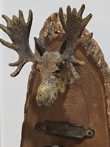 Vintage Blockhaus Dekor Holz Elchkopf Halterung mit Fass & Schlag Streichhölzer oder Stifte  - Bild 1 von 9