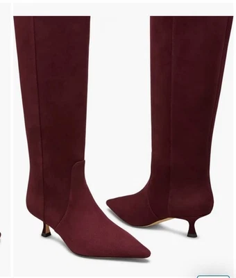 Botas hasta la rodilla Stuart Weitzman $850 NAOMI 50 talla 10B nuevas en caja Cabernet gamuza borgoña Foto 1 de 4