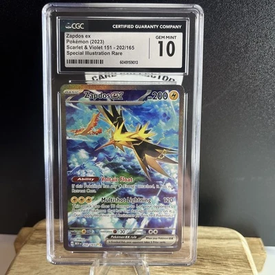 CGC 10 Zapdos ex SIR Pokemon 151 SV 202/165 Special Illustration Rare Card  - Image 1 of 4