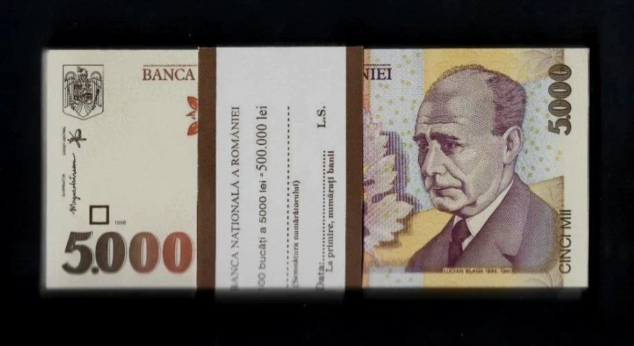 ROMANIA 5000 Lei P-107 1998 x 100 Pcs Lot BUNDLE LOT ROMANIAN UNC MONEY BANKNOTE - Image 1 of 4
