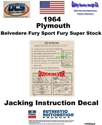 Belvedere Fury Sport Fury SS 1964 instrucciones de elevación 2460157 nuevo MoPar EE. UU. Foto 1 de 2