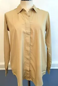 Medium Selfreak Women's Tan Button Up Shirt with Collar New NWT - Picture 1 of 7