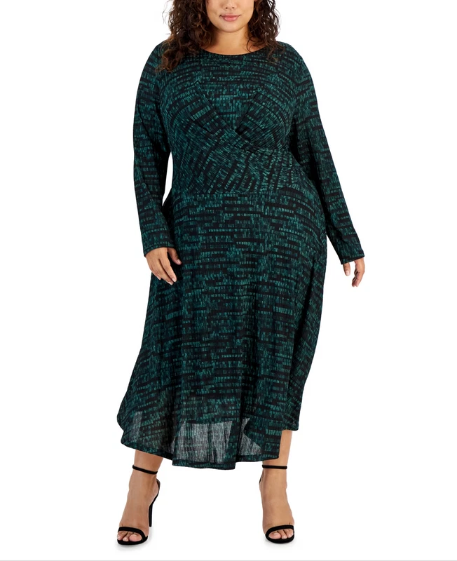 Calvin Klein Crossover Waist Maxi Dress Med Blue Plus Size 3X - Image 1 of 1