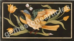 12"x18" Black Marble Coffee Table Top Birds Decorative Arts Decor Wedding Gift - Picture 1 of 1