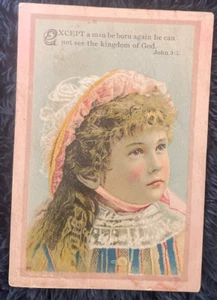 Vintage viktorianische christliche Bibelverskarte - Johannes 3:3 - Bild 1 von 6