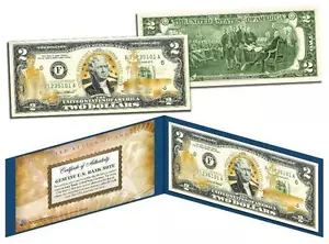 U.S. NAVY OFFICIAL LICENSED GOLD HOLOGRAM $2 BILL! W/H PROTECTIVE FOLIO & COA - Picture 1 of 1