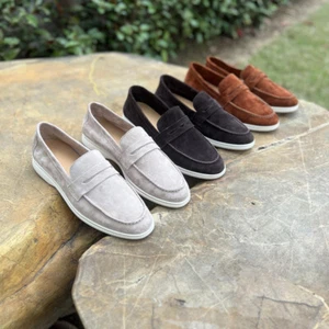 Zapatos informales de gamuza transpirables formales de vestir sin cordones italianos para hombre - Imagen 1 de 13