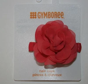 New Gymboree Girls Coral Rosette Tulle Ribbon Barrette Clip Hair Accessory - Picture 1 of 1