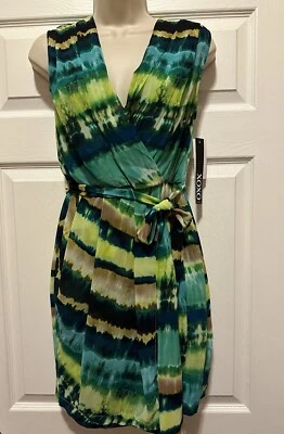 XOXO Women Green Casual Wrap Tie Dye Dress Brand New With Tags Size Medium - Image 1 of 4